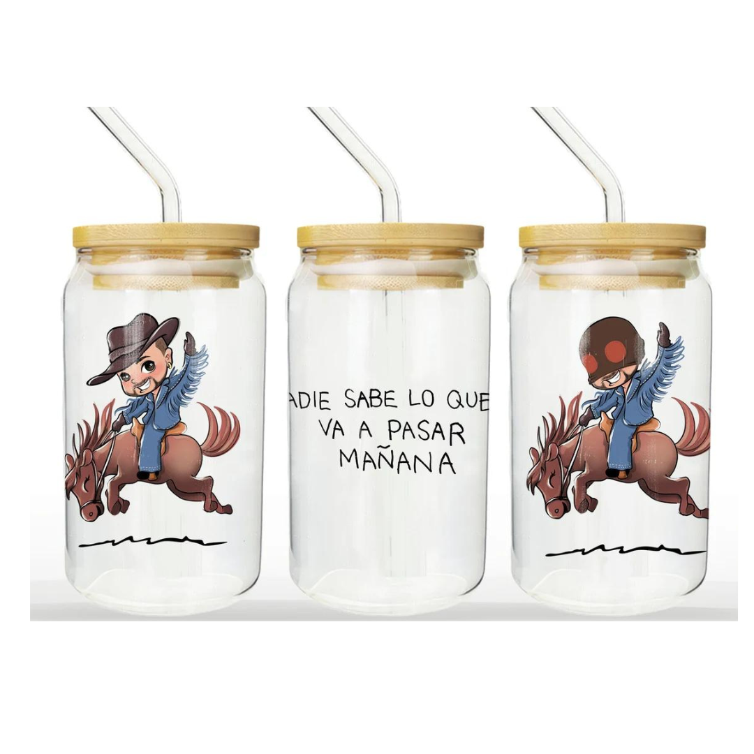 Bad Bunny 16oz Glass Can