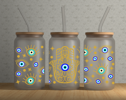 Evil Eye Hand Glass Can