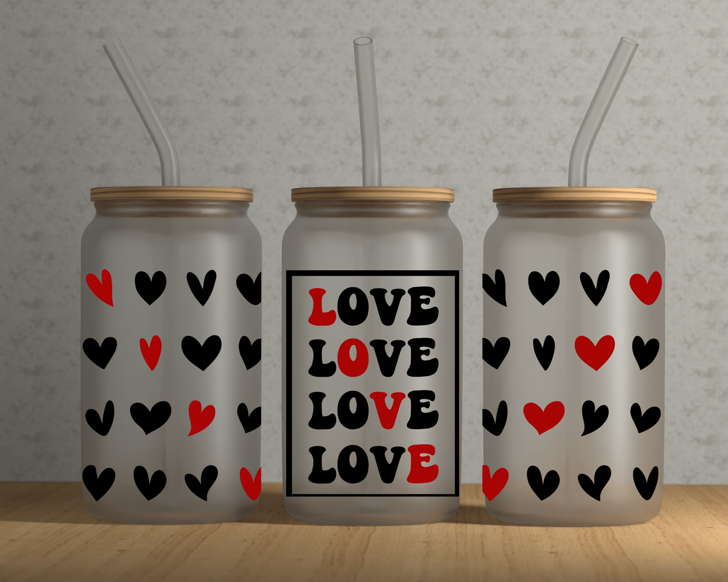 Love Love Love Glass Can