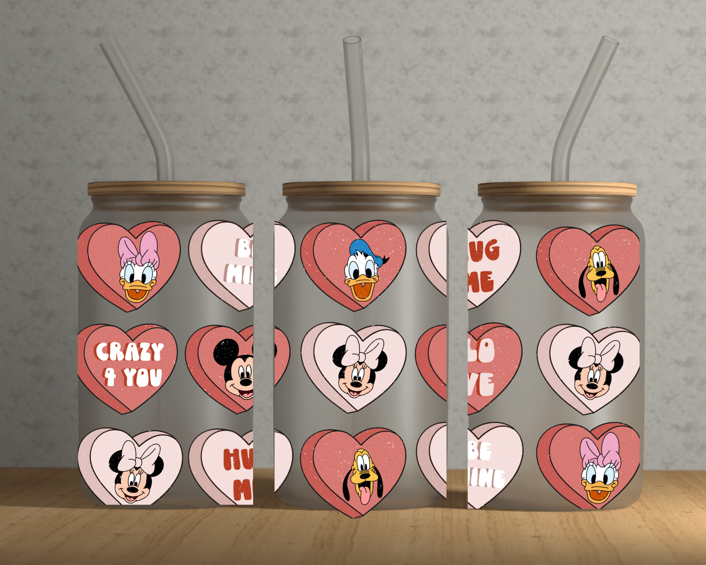 Valentines Day Hearts Glass Can