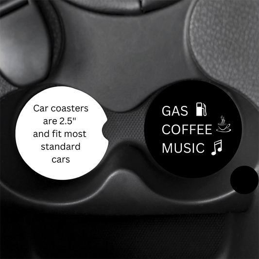 Ceramic Gas, Coffee, Music Car Coaster